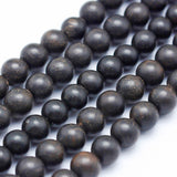 Natural Ebony Wood Beads Strands, Round, Dyed, 8mm, Hole: 1mm, about 50pcs/strand, 15.7 inch(40cm), 5Strand/Set