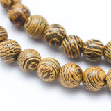 Natural Wenge Wood Beads Strands, Round, Dyed, 4mm, Hole: 1mm, about 98pcs/strand, 15.55 inch(39.5cm), 5Strand/Set