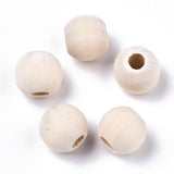 Natural Unfinished Wood Beads, Macrame Beads, Round Wooden Large Hole Beads for Craft Making, Antique White, 12x10.5mm, Hole: 5mm, 2500pc/Set