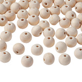 Natural Unfinished Wood Beads, Round Wooden Loose Beads Spacer Beads for Craft Making, Lead Free, Moccasin, 12x10.5mm, Hole: 2.5~3.5mm, 1000pcs/Set