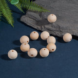 Natural Unfinished Wood Beads, Round Wooden Loose Beads Spacer Beads for Craft Making, Macrame Beads, Large Hole Beads, Lead Free, Moccasin, 20mm, Hole: 4~5mm, 500pc/Set