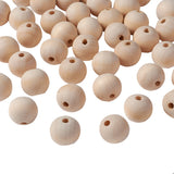 Natural Unfinished Wood Beads, Round Wooden Loose Beads Spacer Beads for Craft Making, Macrame Beads, Large Hole Beads, Lead Free, Moccasin, 20mm, Hole: 4~5mm, 500pc/Set