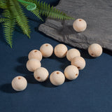 Natural Unfinished Wood Beads, Round Wooden Loose Beads Spacer Beads for Craft Making, Macrame Beads, Large Hole Beads, Lead Free, Moccasin, 25mm, Hole: 4.5~6mm, 500pc/Set