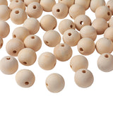 Natural Unfinished Wood Beads, Round Wooden Loose Beads Spacer Beads for Craft Making, Macrame Beads, Large Hole Beads, Lead Free, Moccasin, 25mm, Hole: 4.5~6mm, 500pc/Set