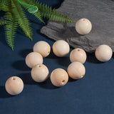 Unfinished Wood Beads, Natural Wooden Loose Beads Spacer Beads, Lead Free, Round, Moccasin, 30mm, Hole: 5~7mm, 100pc/Set