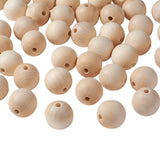 Unfinished Wood Beads, Natural Wooden Loose Beads Spacer Beads, Lead Free, Round, Moccasin, 30mm, Hole: 5~7mm, 100pc/Set