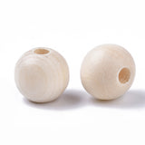 Natural Unfinished Wood Beads, Waxed Wooden Beads, Smooth Surface, Round, Floral White, 10mm, Hole: 2.5mm, 2000pc/Set