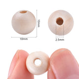 Natural Unfinished Wood Beads, Waxed Wooden Beads, Smooth Surface, Round, Floral White, 10mm, Hole: 2.5mm, 2000pc/Set