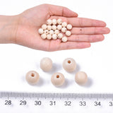 Natural Unfinished Wood Beads, Waxed Wooden Beads, Smooth Surface, Round, Floral White, 10mm, Hole: 2.5mm, 2000pc/Set