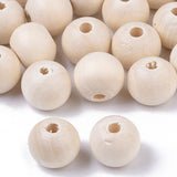 Natural Unfinished Wood Beads, Waxed Wooden Beads, Smooth Surface, Round, Floral White, 10mm, Hole: 2.5mm, 2000pc/Set