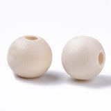 Natural Unfinished Wood Beads, Waxed Wooden Beads, Smooth Surface, Round, Floral White, 12mm, Hole: 2.5mm, 1000pc/Set