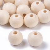 Natural Unfinished Wood Beads, Waxed Wooden Beads, Smooth Surface, Round, Floral White, 12mm, Hole: 2.5mm, 1000pc/Set