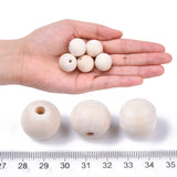 Natural Unfinished Wood Beads, Waxed Wooden Beads, Smooth Surface, Round, Macrame Beads, Large Hole Beads, Floral White, 20mm, Hole: 4mm, 300pc/Set