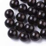 Natural Wood Beads, Waxed Wooden Beads, Dyed, Round, Black, 12mm, Hole: 1.8mm, about 430pcs/500g