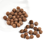 Undyed Natural Rudraksha Beads, Round, Sienna, 6~9x6~9mm, Hole: 0.8~1.2mm, 100pc/Set