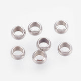 Non-Tarnish 316 Surgical Stainless Steel Crimp Beads, Rondelle, Stainless Steel Color, 1.9mm, Hole: 1mm, ahout 416pcs/5g