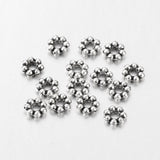 Antique Silver Tibetan Silver Daisy Spacer Beads, Cadmium Free & Lead Free, about 5x1.5mm, Hole: about 1.8mm, 100pc/Set