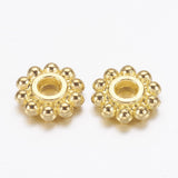 Gear Tibetan Style Alloy Spacer Beads, Lead Free & Cadmium Free & Nickel Free, Flower, Golden, 6.5mm, Hole: 2mm, 100pcs/Set