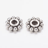 Gear Tibetan Style Alloy Spacer Beads, Lead Free & Cadmium Free, Flower, Antique Silver, 6.5mm, Hole: 2mm, 200pcs/Set