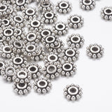 Gear Tibetan Style Alloy Spacer Beads, Lead Free & Cadmium Free, Flower, Antique Silver, 6.5mm, Hole: 2mm, 200pcs/Set