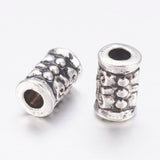 Tibetan Style Alloy Beads, Lead Free & Nickel Free & Cadmium Free, Tube, Antique Silver, about 5mm wide, 7.5mm thick, Hole: 2mm, 50pc/Set