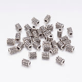 Tibetan Style Alloy Beads, Lead Free & Nickel Free & Cadmium Free, Tube, Antique Silver, about 5mm wide, 7.5mm thick, Hole: 2mm, 50pc/Set