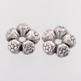 Heart Tibetan Style Charms Tibetan Silver Spacers Beads, Lead Free & Nickel Free & Cadmium Free, Antique Silver, about 7.5mm in diameter, Hole: 1mm, 100pc/Set