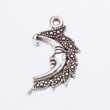 Antique Silver Tone Moon Tibetan Silver Pendants, Nickel Free, Lead Free and Cadmium Free, 25mm, hole: about 2mm, 20pc/Set