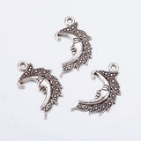 Antique Silver Tone Moon Tibetan Silver Pendants, Nickel Free, Lead Free and Cadmium Free, 25mm, hole: about 2mm, 20pc/Set