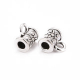 Tibetan Style Alloy Column Tube Bails, Loop Bails, Bail Beads, Lead Free and Cadmium Free, Antique Silver, about 5.5mm in diameter, 7.5mm long, hole: about 2.5mm, 50pc/Set