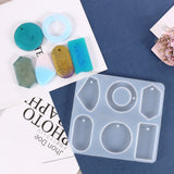 DIY Pendant Silicone Molds, Resin Casting Molds, For UV Resin, Epoxy Resin Jewelry Pendants Making, Geometric Shapes, White, 176x159x10mm, Hole: 3.5mm