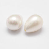 Shell Pearl Beads, Grade A, Teardrop, Half Drilled, White, 21x15mm, Half Hole: 1.2mm, 2pc/Set