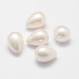 Shell Pearl Beads, Grade A, Teardrop, Half Drilled, White, 21x15mm, Half Hole: 1.2mm, 2pc/Set