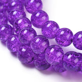 Crackle Glass Beads Strands, Round, Blue Violet, 10mm, Hole: 1.3~1.6mm, about 80pcs/strand, 31.4 inch