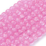 8MM Hot Pink Round Crackle Glass Beads Strands for Jewelry Making, 8mm, Hole: 1.3~1.6mm, 31.4 inch