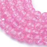 8MM Hot Pink Round Crackle Glass Beads Strands for Jewelry Making, 8mm, Hole: 1.3~1.6mm, 31.4 inch