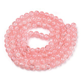 1Strand Salmon Transparent Crackle Glass Round Beads Strands, 8mm, Hole: 1.3~1.6mm, about 100pcs/strand, 31.4 inch