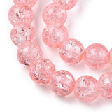 1Strand Salmon Transparent Crackle Glass Round Beads Strands, 8mm, Hole: 1.3~1.6mm, about 100pcs/strand, 31.4 inch