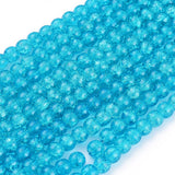 Crackle Glass Beads Strands, Round, Dark Turquoise, 8mm, Hole: 1.3~1.6mm, about 100pcs/strand, 31.4 inch