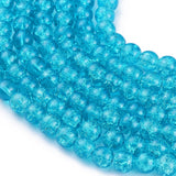 Crackle Glass Beads Strands, Round, Dark Turquoise, 8mm, Hole: 1.3~1.6mm, about 100pcs/strand, 31.4 inch