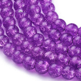 Blue Violet Crackle Glass Round Beads Strands for DIY Jewelry, 8mm, Hole: 1.3~1.6mm, 31.4 inch