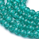 Crackle Glass Beads Strands, Round, Medium Sea Green, 8mm, Hole: 1.3~1.6mm, 31.4 inch