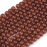 Crackle Glass Round Beads Strands, Saddle Brown, 8mm, Hole: 1.3~1.6mm, about 100pcs/strand, 31.4 inch