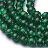 Crackle Glass Beads Strands, Round, Dark Green, 8mm, Hole: 1.3~1.6mm, 31.4 inch