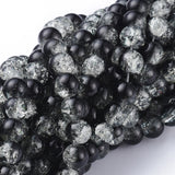 Crackle Glass Beads Strands, Round, Black, 8mm, Hole: 1.3~1.6mm, 31.4 inch