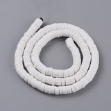 Handmade Polymer Clay Beads, Disc/Flat Round, Heishi Beads, White, 6x1mm, Hole: 2mm, about 380~400pcs/strand, 17.7 inch