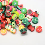 Fruit Handmade Polymer Clay Beads, Mixed Color, 10~11x9~11x4~6mm, Hole: 1.5mm, 50pc/Set