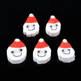 Christmas Theme Handmade Polymer Clay Beads, Father Christmas/Santa Claus, White, 11~12x8.5~10x5mm, Hole: 1.5mm, 50pc/Set