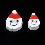 Christmas Theme Handmade Polymer Clay Beads, Father Christmas/Santa Claus, White, 11~12x8.5~10x5mm, Hole: 1.5mm, 50pc/Set