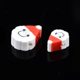 Christmas Theme Handmade Polymer Clay Beads, Father Christmas/Santa Claus, White, 11~12x8.5~10x5mm, Hole: 1.5mm, 50pc/Set